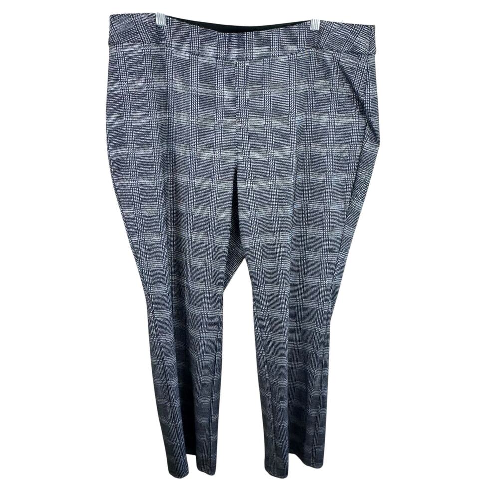 Lane Bryant Black White Checkered Plaid High Rise Straight Leg Pull On Pants 22